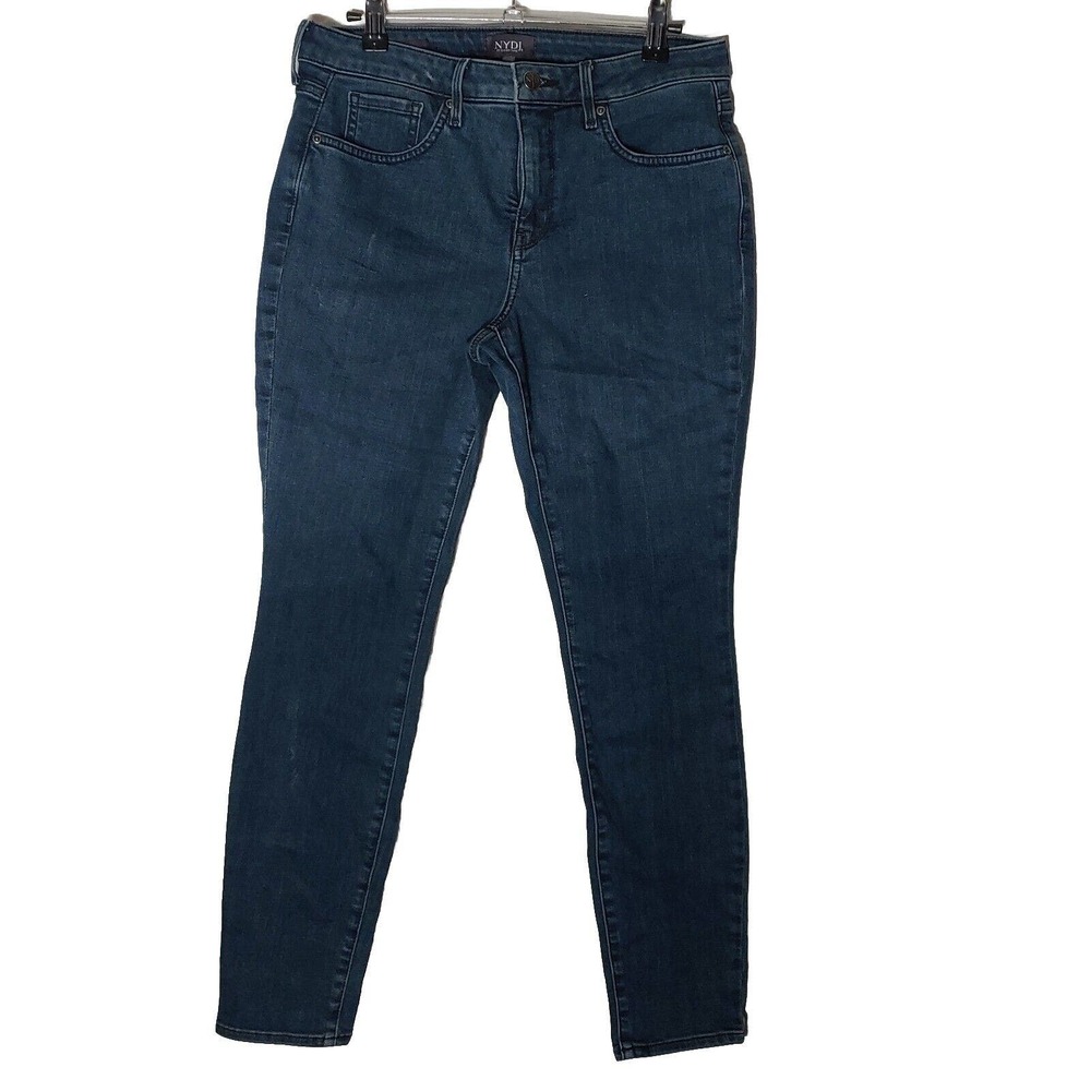 NYDJ Ami Skinny Jeans Womens Size 6 Dark Wash Stretch Lift Tuck Distressed